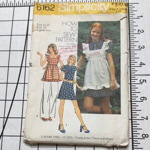 Simplicity 6162 (1973) Sewing Pattern – Teen/Junior Size 11/12, Pinafore & Short